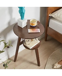 Streamdale Furniture 2-Tier Solid Wood Round Side Table with Storage Shelf
