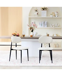 Streamdale Furniture Upholstered Fabric Dining Chairs with Metal Legs, Set of 2