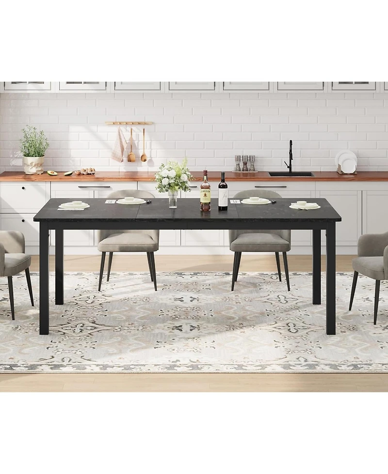 gaomon 70.8" Industrial Dining Table for 6-8 with Metal Legs & Load Bars