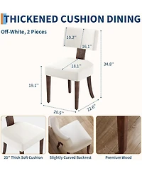 gaomon Dining Chairs Set of 2, Mid Century Modern Upholstered Chairs with Rattan Wood Back, Armless Kitchen Chairs for Dining Room