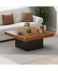 gaomon Square Coffee Table, 35 Inch Led Living Room Tables, Modern Coffee Tables with Plug-in 16-Color Led Lights, Cocktail Table for Home Office