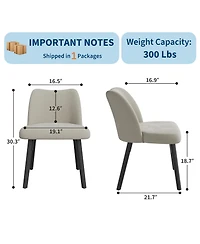 homfan Dining Chair Set of 4, Upholstered Room Chairs with Curved Backrest, Metal Frame, Modern Kitchen for Living