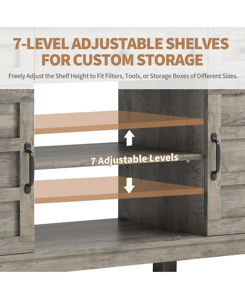gaomon Rustic-Style Storage Cabinet-Fits an Aquarium-Features Two Doors and Three Drawers for Storage