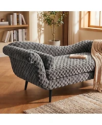 Streamdale Furniture Streamdale Classic Diamond Pattern Fabric Sofa with Elegant Scroll Arms