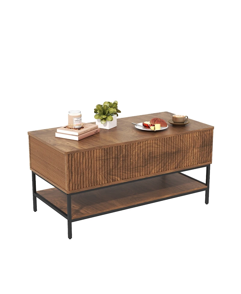 Streamdale Furniture Lift Top Coffee Table with Hidden Storage and Lower Shelf
