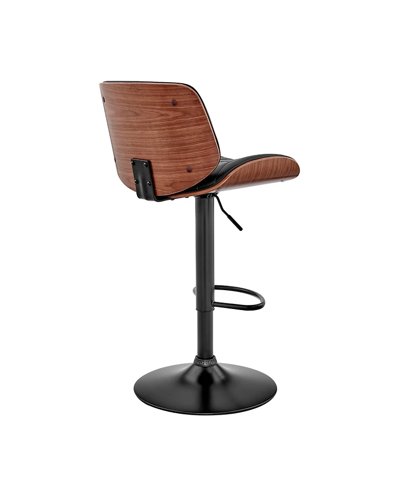 HomeRoots Iron and Faux Leather Adjustable Height Swivel Bar Chair