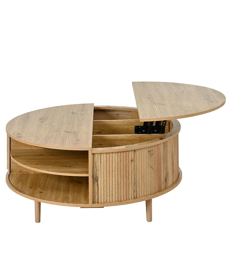 Streamdale Furniture Minimalist Round Lift-Top Coffee Table with Hidden Storage