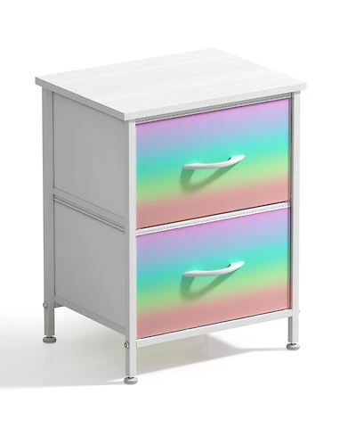 Sorbus Nightstand with 2 Drawers - Steel Frame, Wood Top & Easy Pull Fabric Bins Great for Home, Bedroom, Office College Dorm