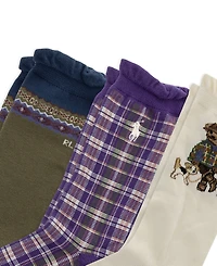 Polo Ralph Lauren Girls' 4-11 Walking Dog Bear Socks, 3-Pack