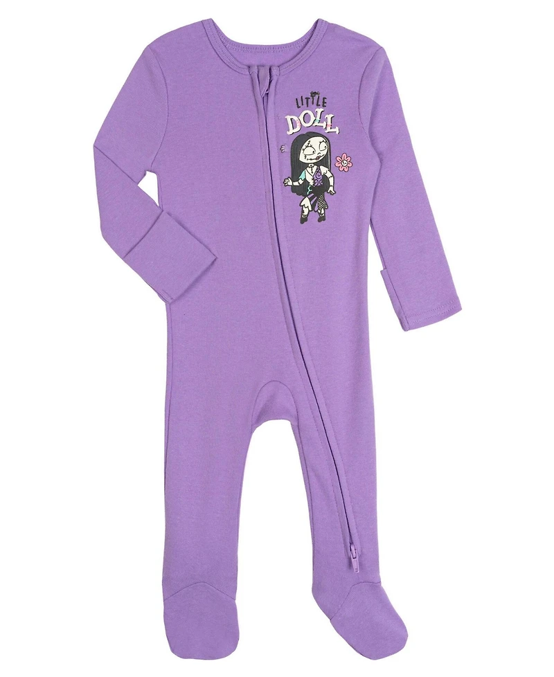 Nightmare Before Christmas Minnie MouseBaby Girls' (new born to 24 M ) 2-Pack Footed Sleep N' Play Coveralls