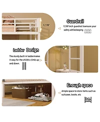 Streamdale Furniture Triple Metal Bunk Bed for 3 Kids, Separates into 3 Twin Beds