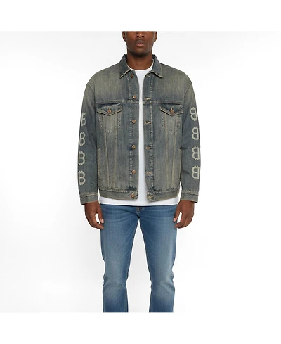 Pre-Owned Balenciaga Men's Unisex Crypto Print Denim Faded Oversized Jacket