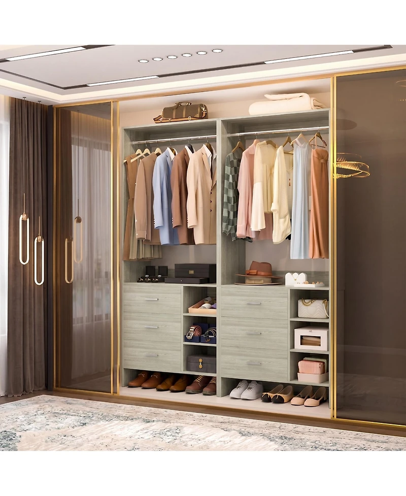 Aheaplus 30 Set of 2 Closet Organizer with Wooden Drawers