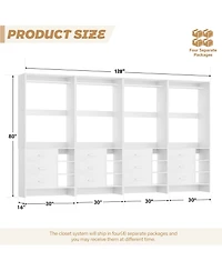 Aheaplus Set of 4 Closet Organizer with Wooden Drawers and Hanging Rods