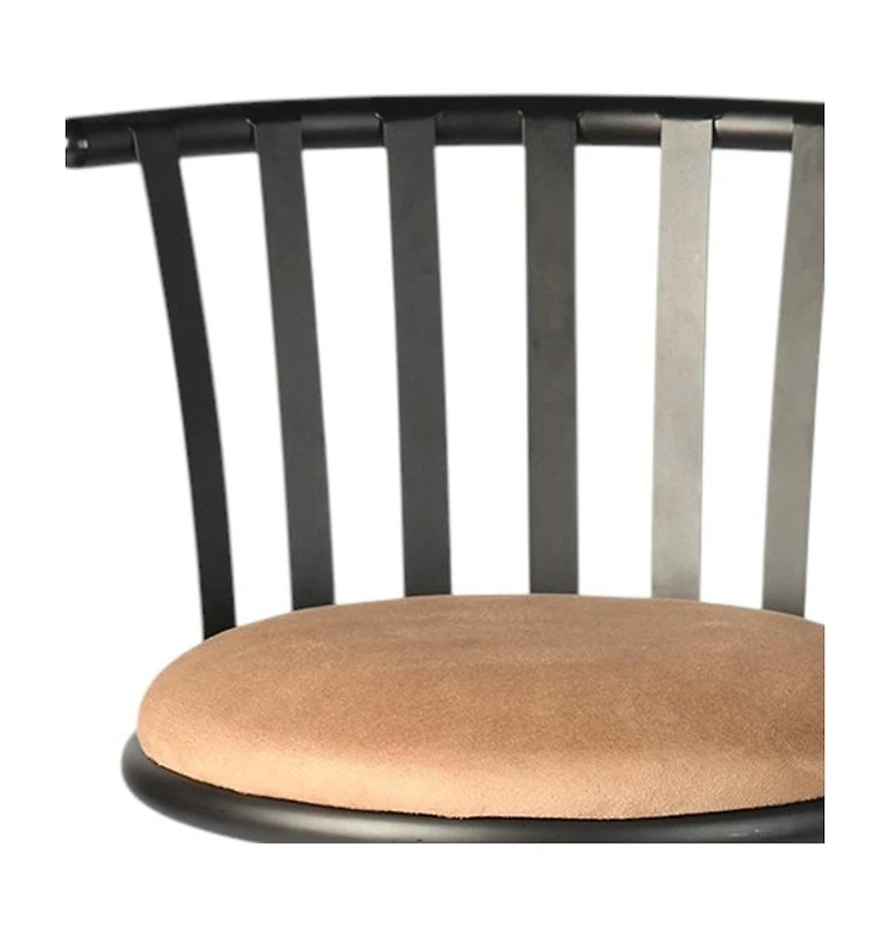 HomeRoots Set of Three Suede Faux Leather and Iron Low Back Adjustable Height Swivel Bar Chairs