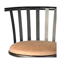HomeRoots Set of Three Suede Faux Leather and Iron Low Back Adjustable Height Swivel Bar Chairs
