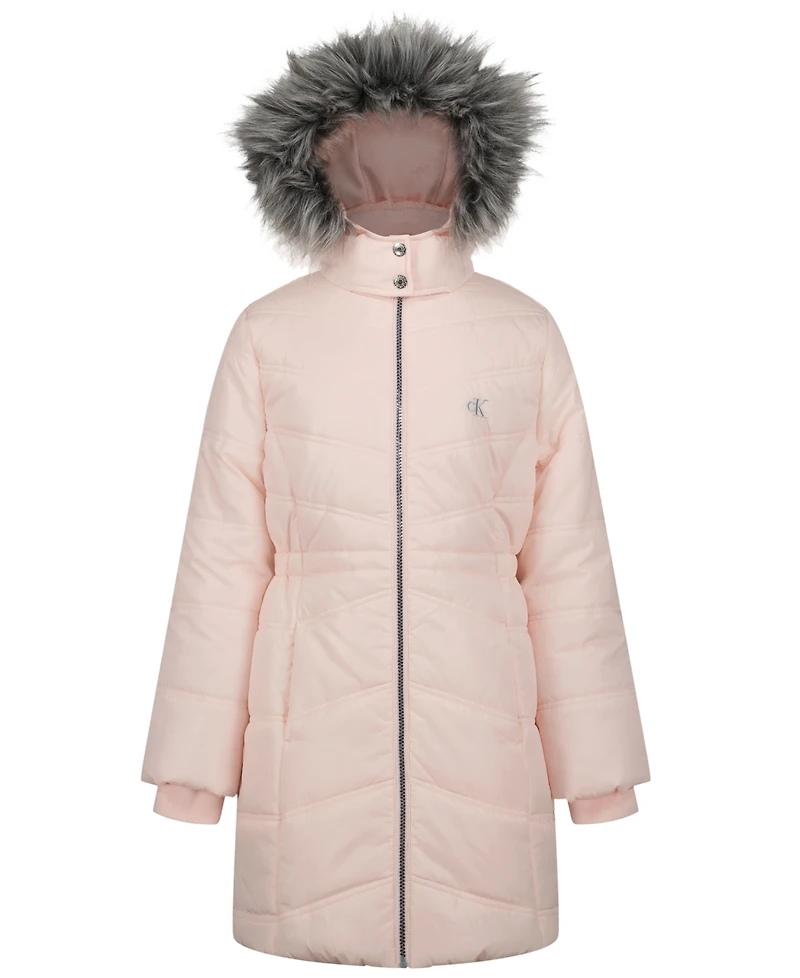 Calvin Klein Girls' 4-6X Aerial Hooded Puffer Jacket