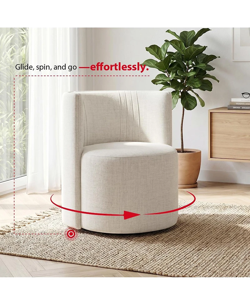 Maison Boucle Upholstered Desk Chair for Office, Textured Barrel Office Chair, Tub Seat with Hidden Casters, Curved Back