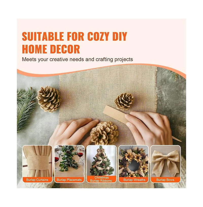Sugift Burlap Fabric Roll 14 in x 30 ft Jute Tree Wrap Garden