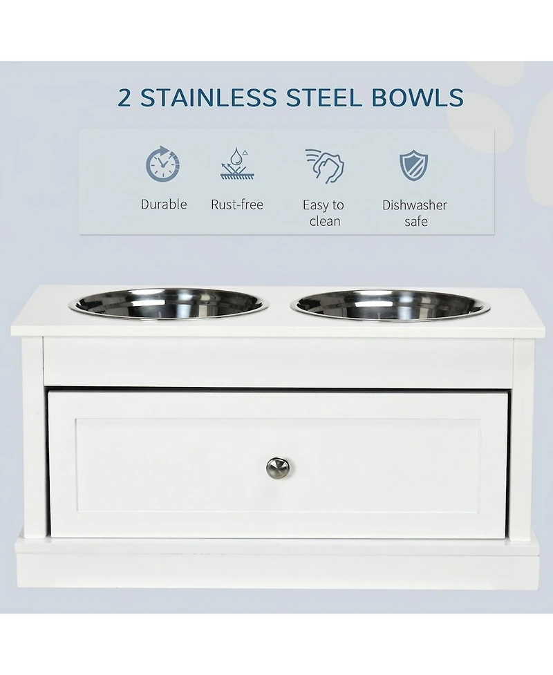 Ruie Large Elevated Dog Bowls Feeding Station with 11L Storage Drawer