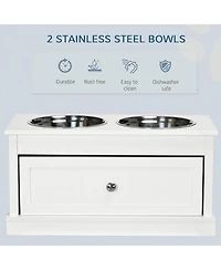 Ruie Large Elevated Dog Bowls Feeding Station with 11L Storage Drawer