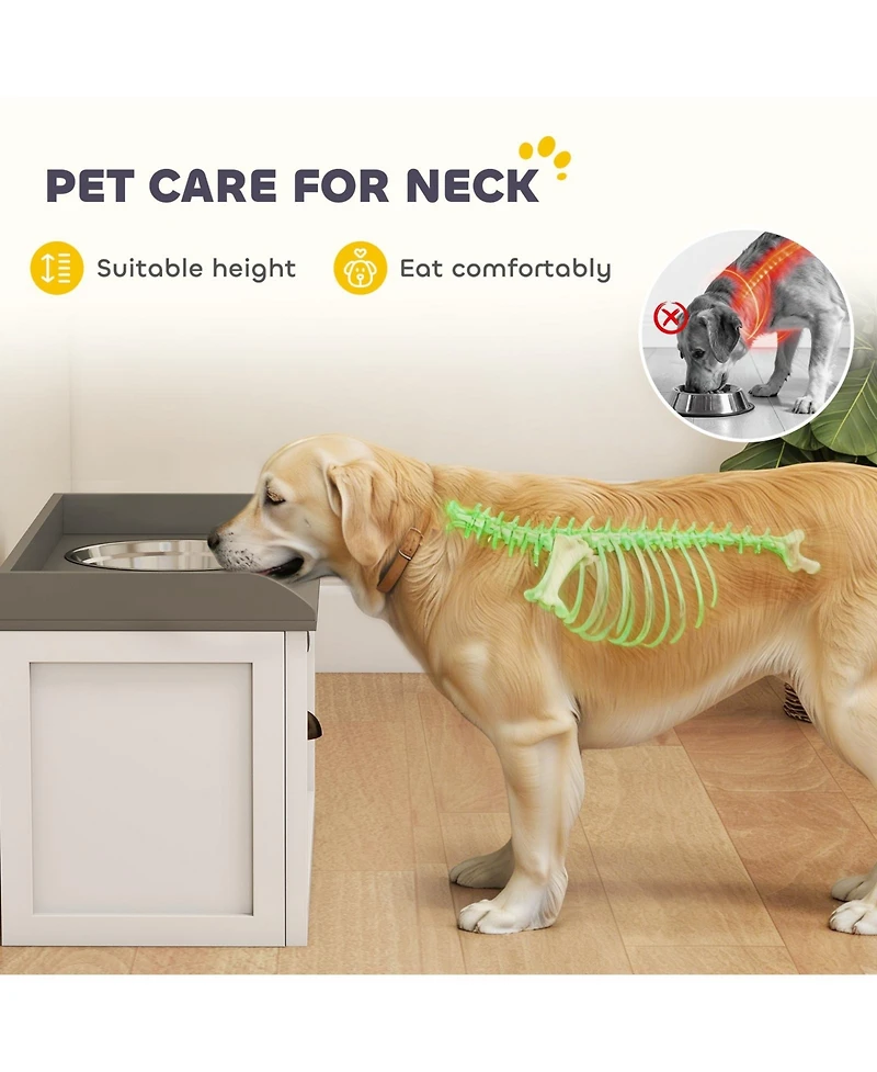 Ruie Elevated Dog Feeding Station with Pull-Out Storage for Large Dogs