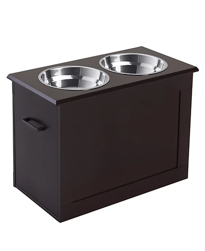 Ruie Raised Dog Feeding Storage Station with 2 Bowls for Large Pets