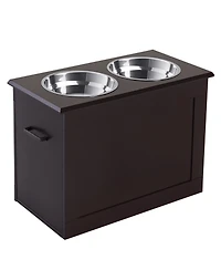 Ruie Raised Dog Feeding Storage Station with 2 Bowls for Large Pets