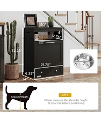 Ruie Pet Feeder Storage Cabinet with Raised Bowls and Food Compartment