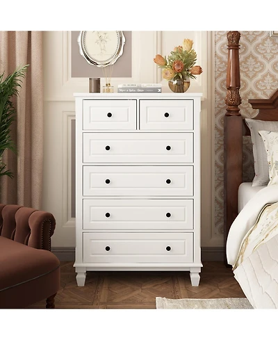 Famapy Modern 6-Drawers Wood Chest of Drawer Dresser,bedroom nightstand, wooden end table