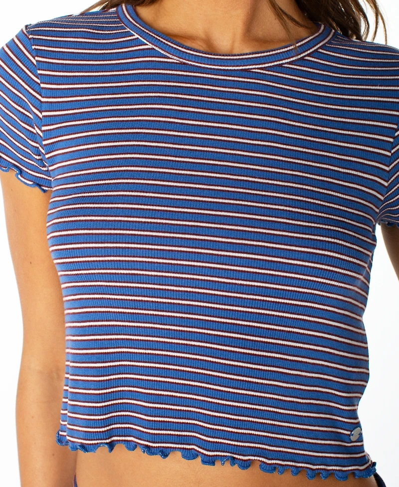 Roxy Women's Poolside Crop Striped T-Shirt