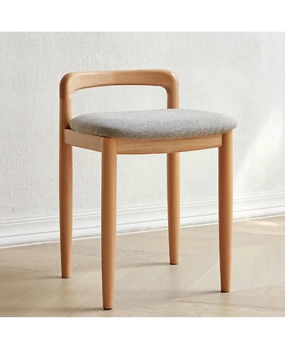 Flynama Single Natural Beech Wood Bench Makeup Stool, Fully Assembled 300 Lbs Load Capacity