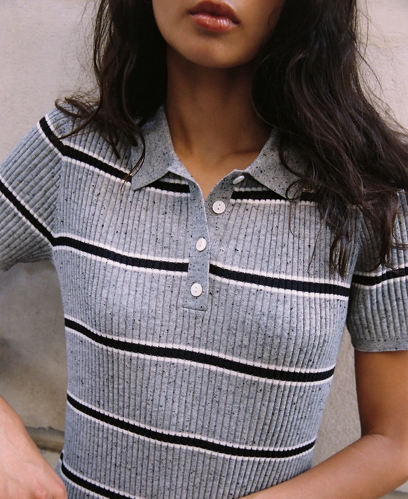 French Connection Women's Mason Knit Varsity Stripe Collared Mini Dress
