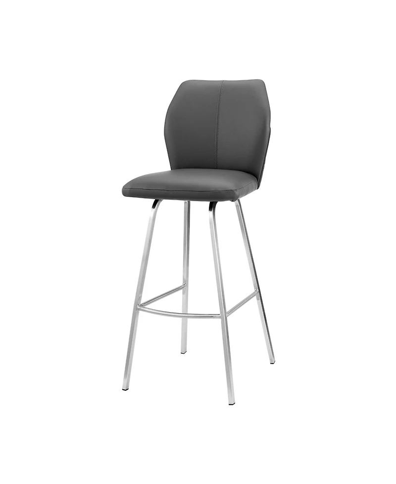 HomeRoots 26" Faux Leather and Iron Counter Height Bar Chair