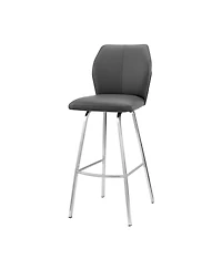 HomeRoots 26" Faux Leather and Iron Counter Height Bar Chair