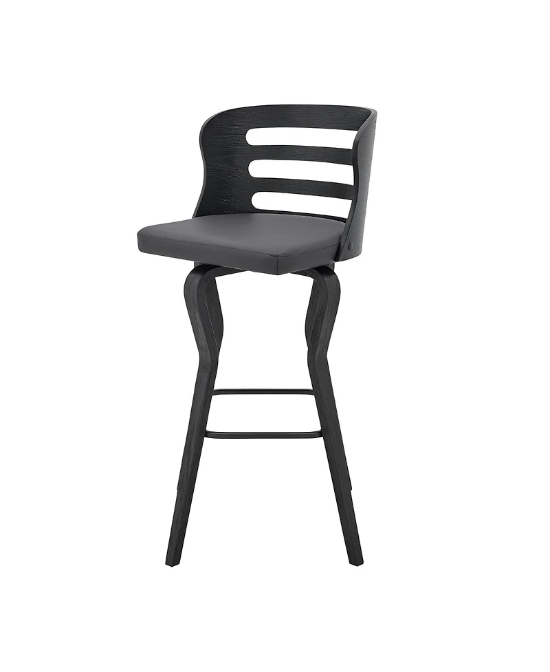 HomeRoots 29" Faux Leather and Iron Swivel Low Back Bar Height Bar Chair