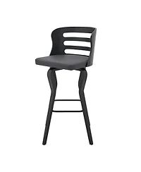 HomeRoots 29" Faux Leather and Iron Swivel Low Back Bar Height Bar Chair