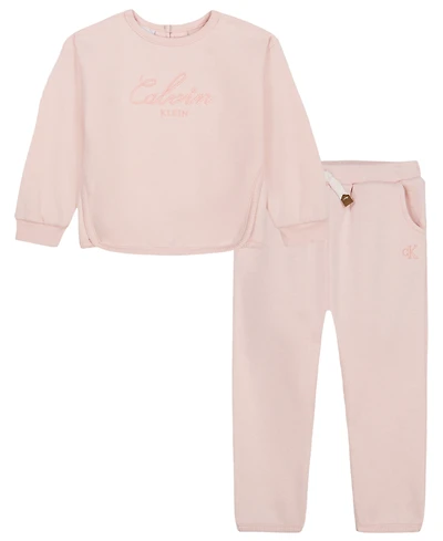 Calvin Klein Baby Girls' Long-Sleeve Top and Pants, 2-Piece Set