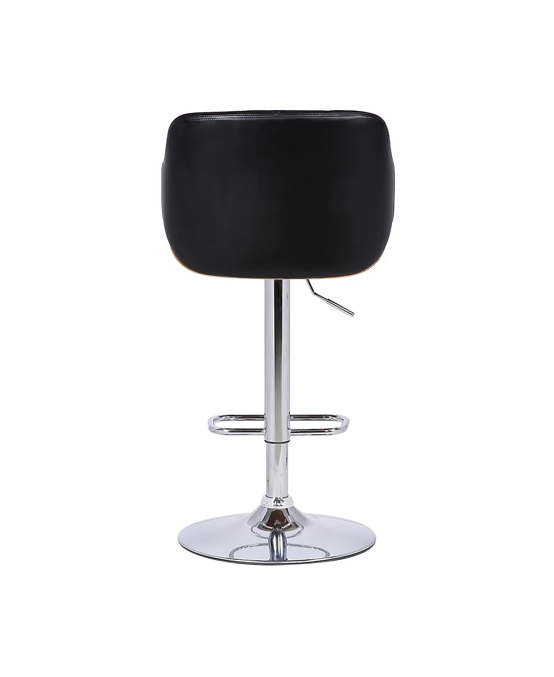 HomeRoots 25" Faux Leather and Iron Swivel Low Back Adjustable Height Bar Chair