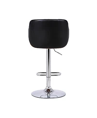 HomeRoots 25" Faux Leather and Iron Swivel Low Back Adjustable Height Bar Chair