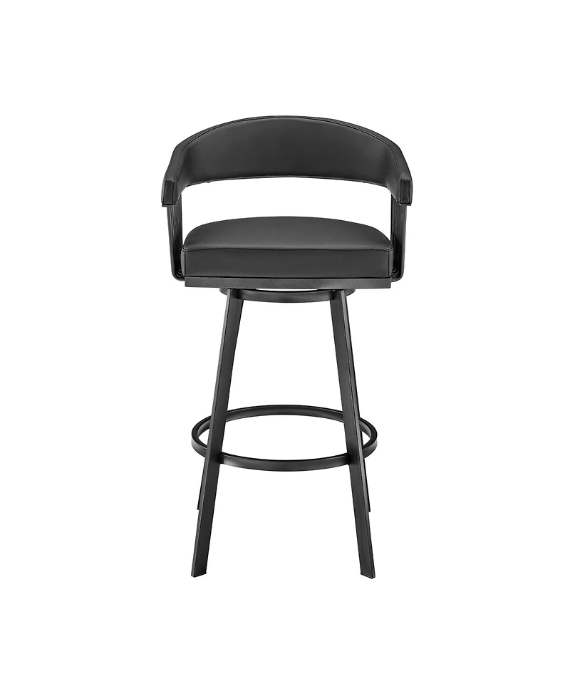 HomeRoots 26" Faux Leather and Iron Low Back Counter Height Swivel Bar Chair