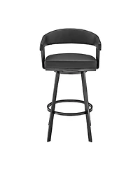 HomeRoots 26" Faux Leather and Iron Low Back Counter Height Swivel Bar Chair