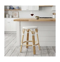 HomeRoots 24" Heavy Duty Rattan Backless Counter Height Bar Chair