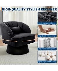 homfan 360degree(s) Swivel Barrel Chair Set of 2, Ultra-Plush Corduroy Seat with Cloud-Like Padding and Striped Backrest, Round Armchair