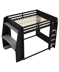 Streamdale Furniture Queen Size Wooden Gaming Bunk Bed with Desk, Storage