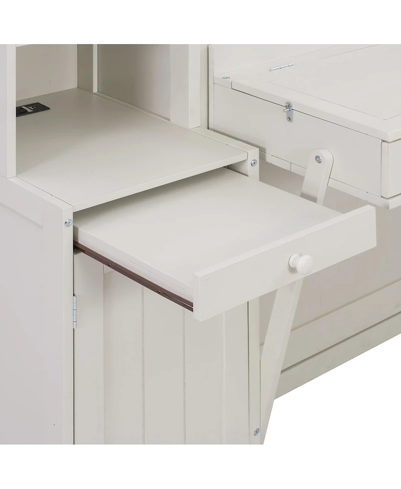 Streamdale Furniture Queen Size Murphy Bed with Desk, Storage Cabinets and Drawers