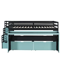 Streamdale Furniture Full Xl Loft Bed with Desk, Trundle, Storage Steps