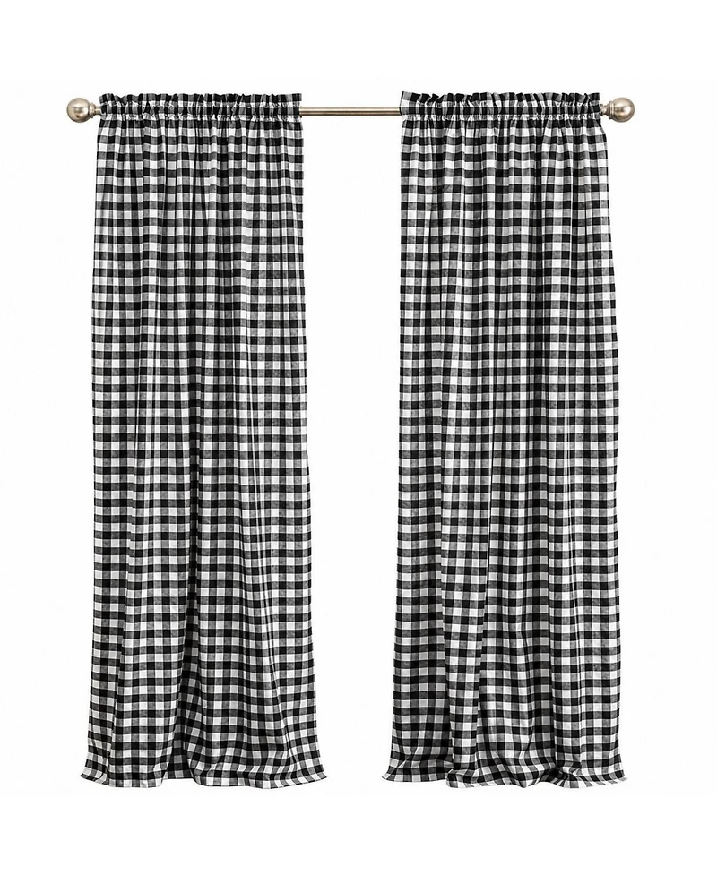 Kate Aurora Country Farmhouse Buffalo Check Plaid Gingham Single Window Curtain