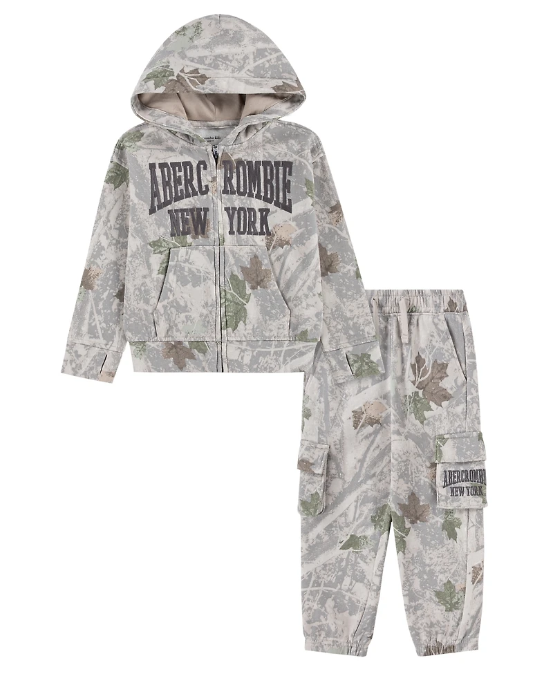 abercrombie kids Boys' Full-Zip Hoodie and Cargo Pants, 2-Piece Set