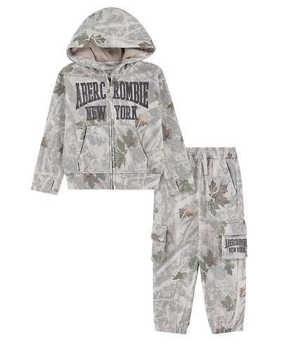 abercrombie kids Boys' Full-Zip Hoodie and Cargo Pants, 2-Piece Set